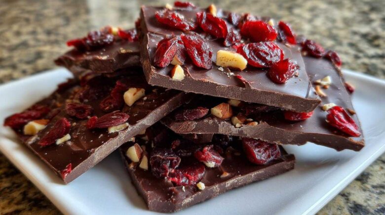 Dark Chocolate Bark with Cranberries