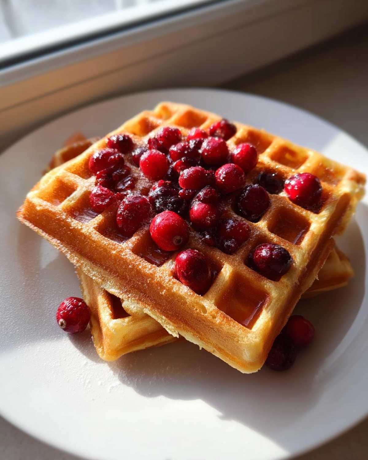Fluffy Cranberry Orange Waffles - detail 1