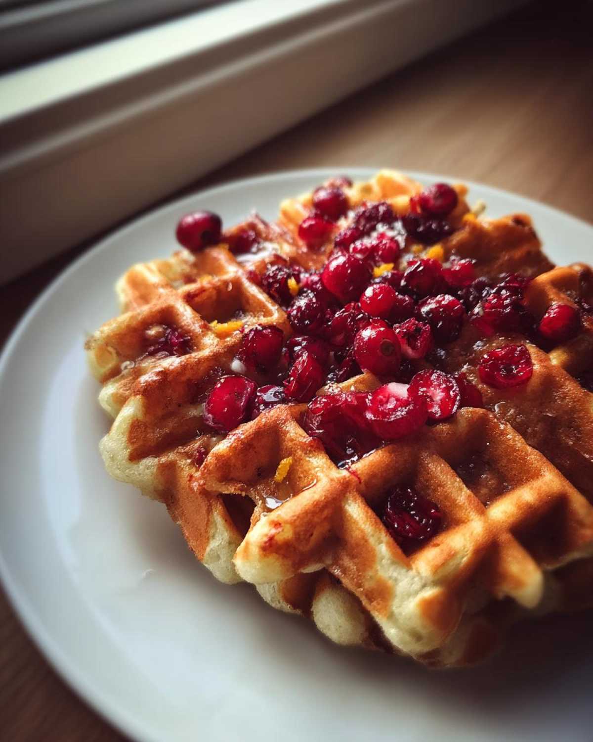 Fluffy Cranberry Orange Waffles - detail 2