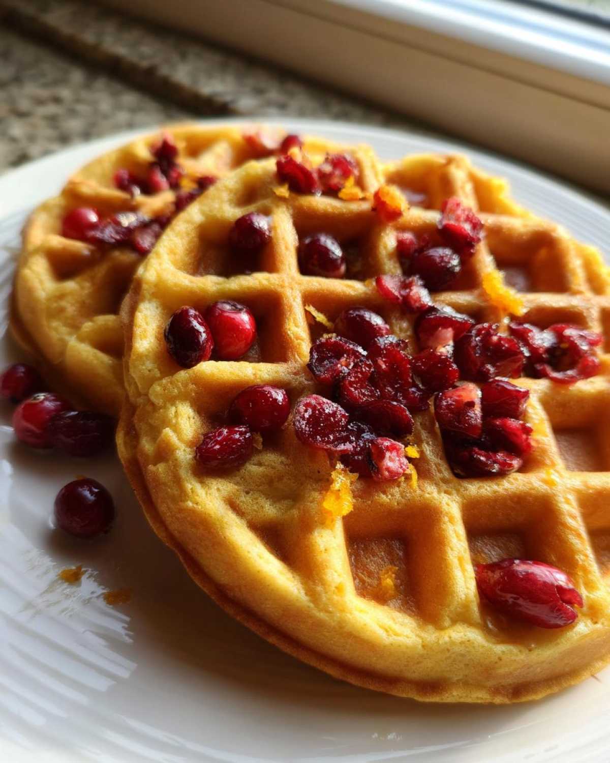 Fluffy Cranberry Orange Waffles - detail 3