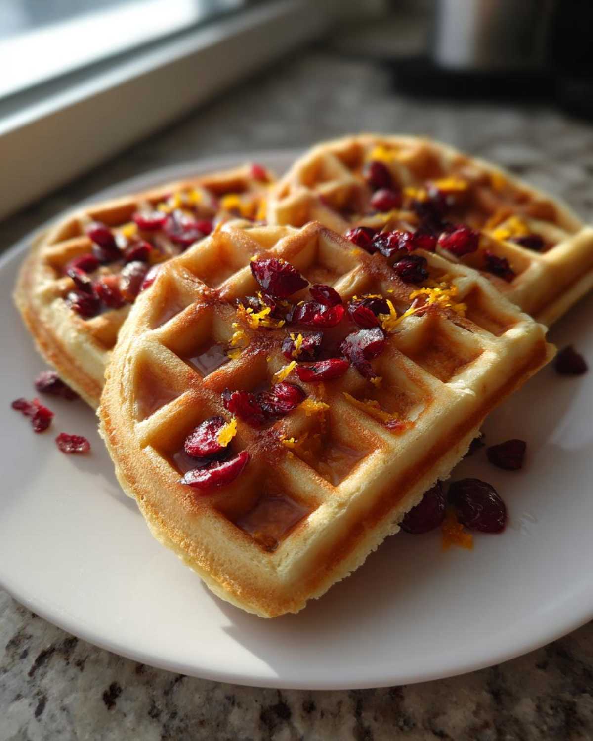 Fluffy Cranberry Orange Waffles - detail 4