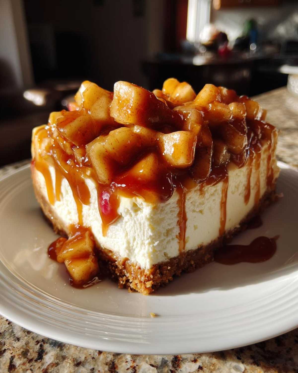 Homemade Caramel Apple Cheesecake - detail 3