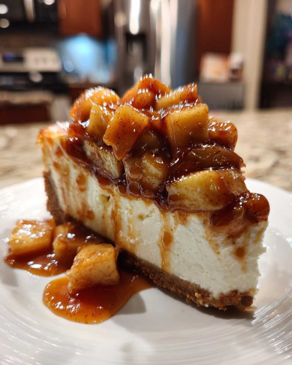 Homemade Caramel Apple Cheesecake - detail 4