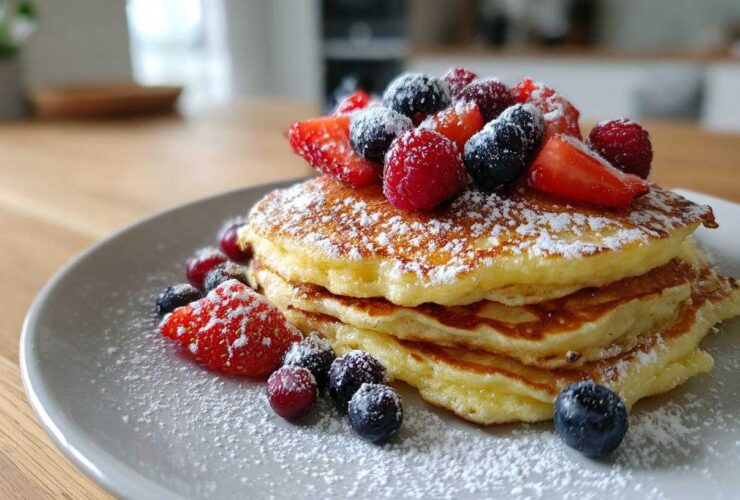 Lemon Ricotta Pancakes with Berries