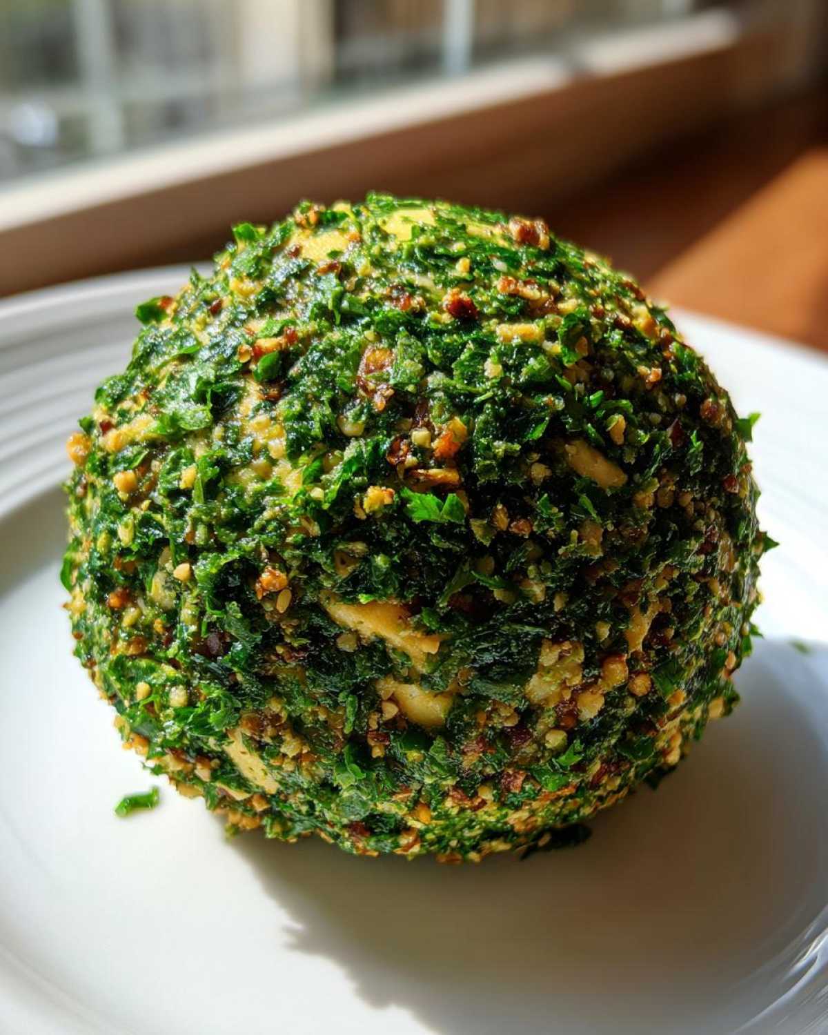 Pesto Cheddar Cheese Ball - detail 2