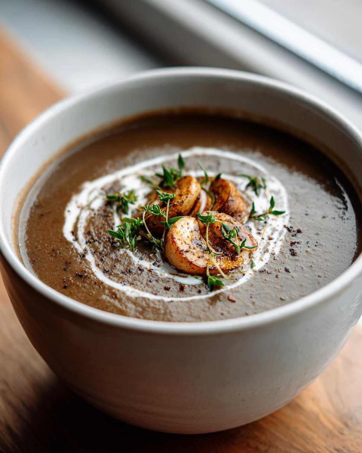 Velvety Mushroom Thyme Soup - detail 2
