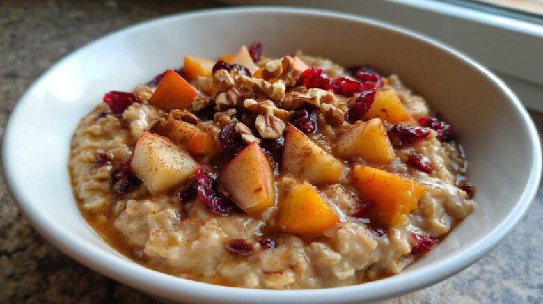 Warm Pear Cranberry Oatmeal