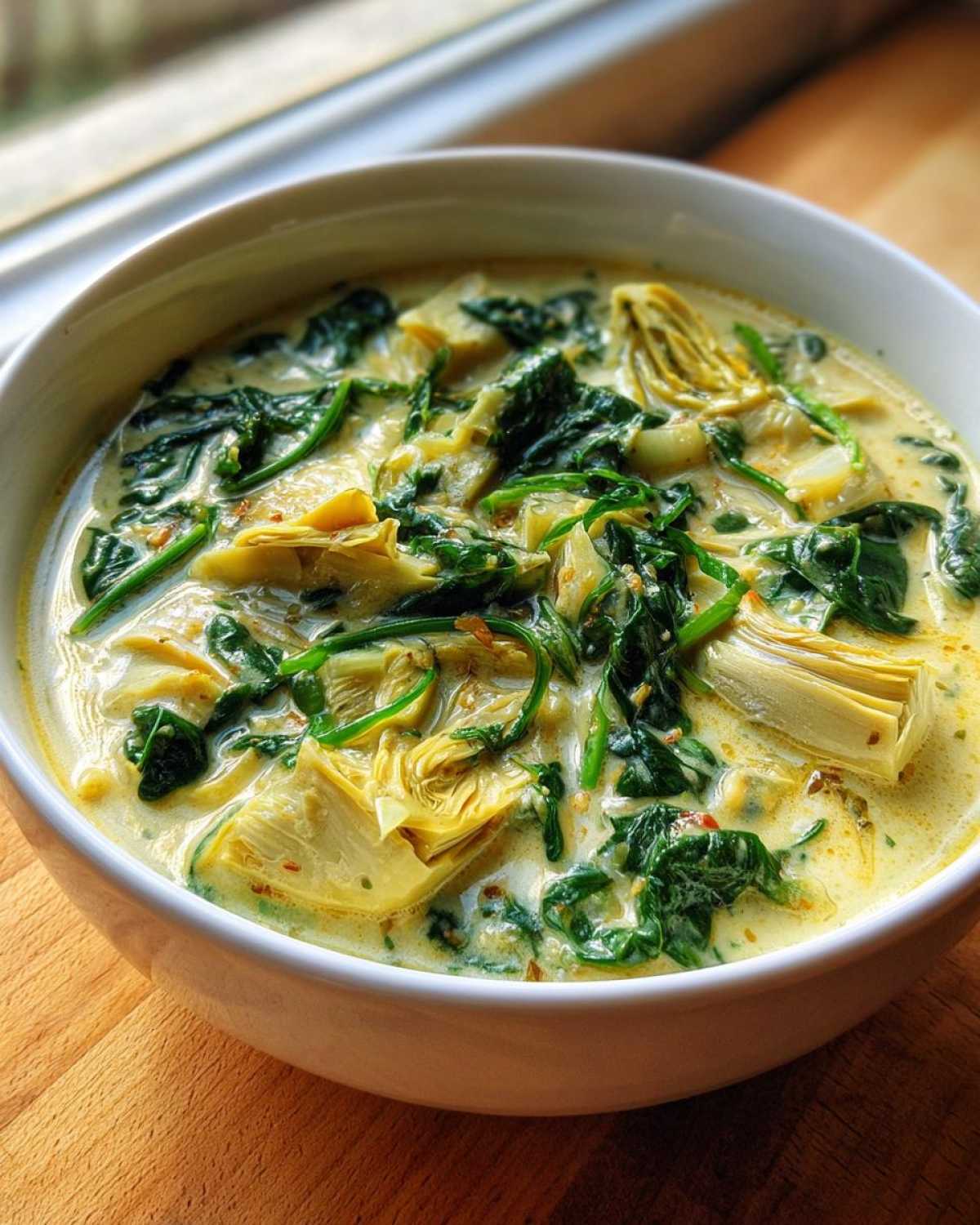 Warm Spinach Artichoke Soup - detail 1