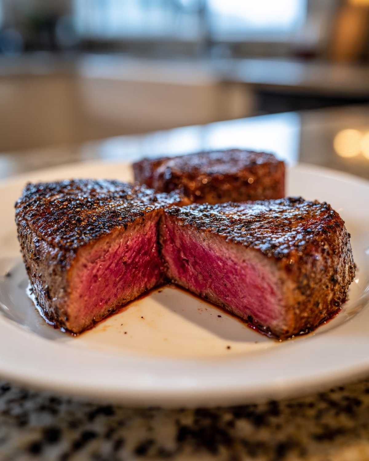 Close-up of a perfectly seared tuna steak, cut to show a vibrant medium-rare interior, ideal for MARINADE FOR TUNA STEAK recipes.
