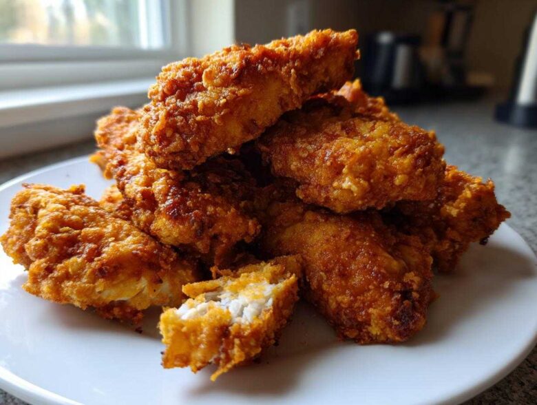A close-up pile of golden brown, crispy Keto Crispy Parmesan Chicken Wings stacked on a white plate.