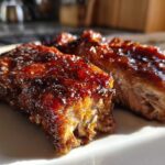 Close-up of juicy Honey Garlic Boneless Chicken Thighs with a thick, caramelized glaze.